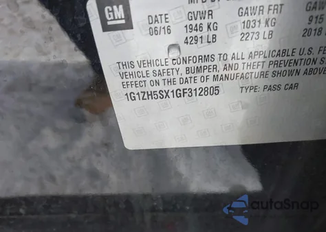 2016 Chevrolet Malibu Premier z USA, uszkodzony, nr VIN 1G1ZH5SX1GF312805